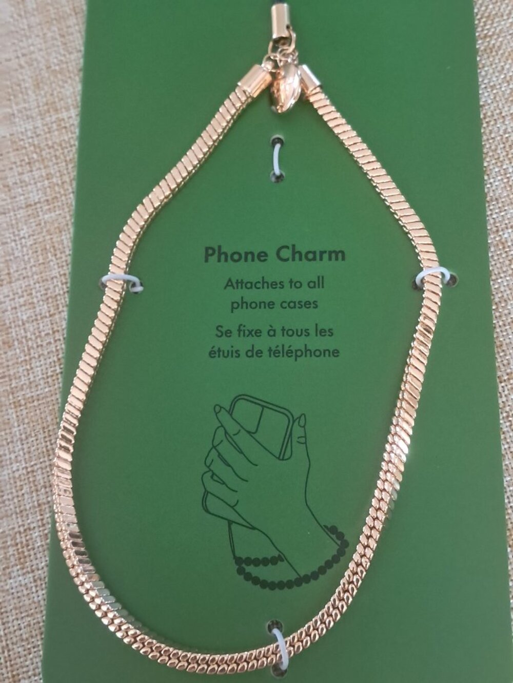 Kate Spade Gold chain Phone Charm. BNWT